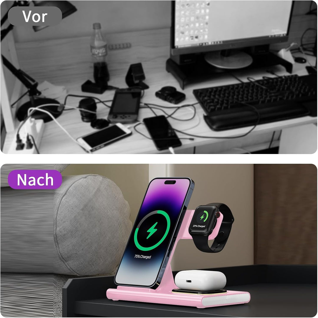 Aimtel 3 in 1 Induktive Ladestation Faltbare&Nachtlichter Kompatibel mit iPhone 17/17 Pro/17 Pro Max