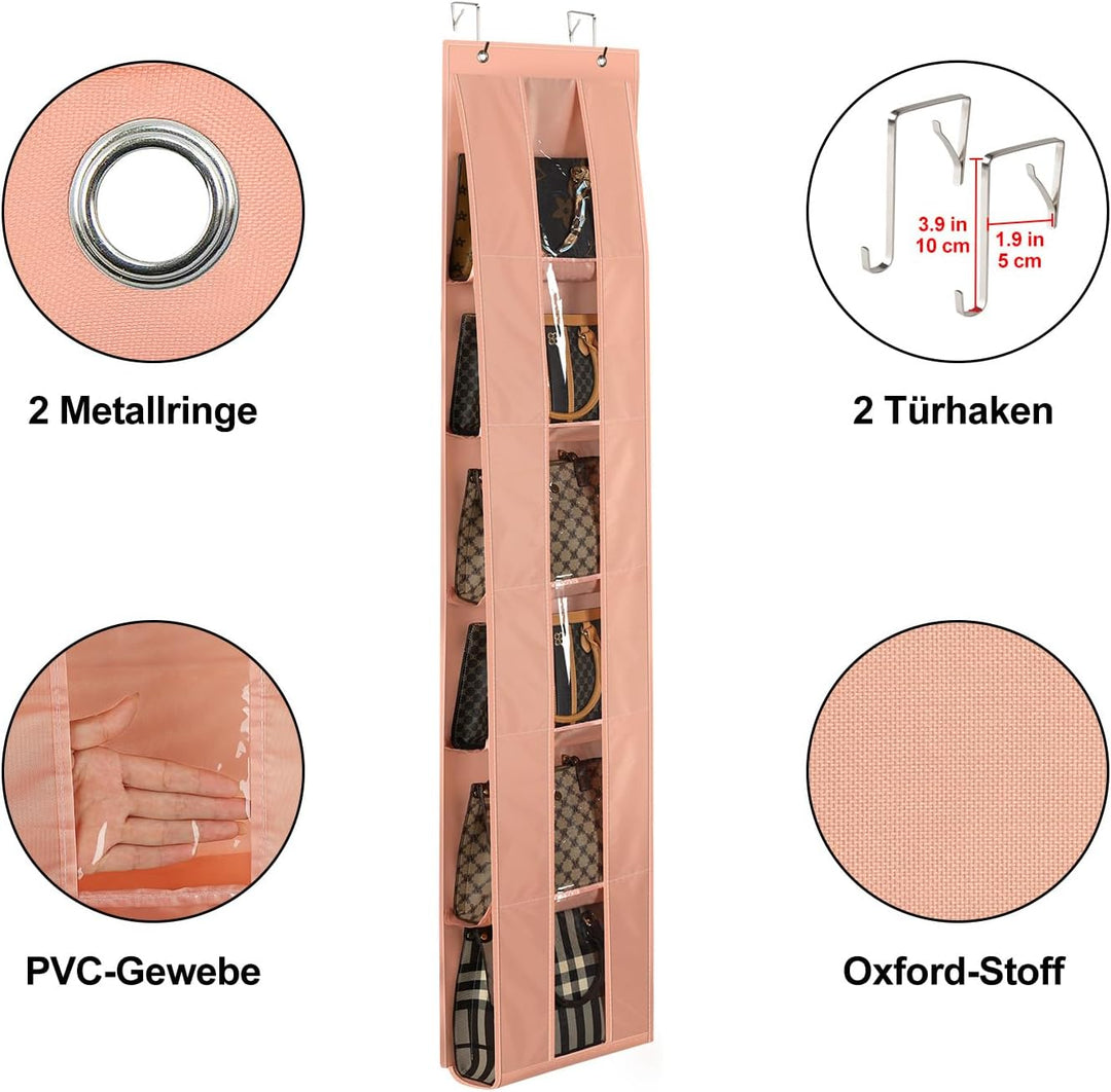 Lirex Handtaschen Organizer Über Tür, 2er Set mit 6 Etagen, platzsparender Organizer zur Aufbewahrun