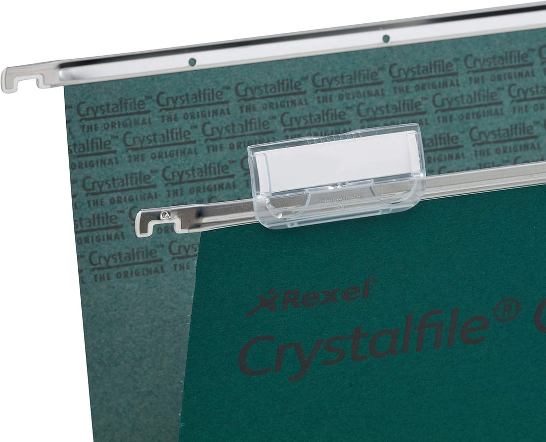Rexel CrystalFile Classic Hängemappen (Manila-Karton, 30 mm Boden, Format Foolscap) 50 Stück grün