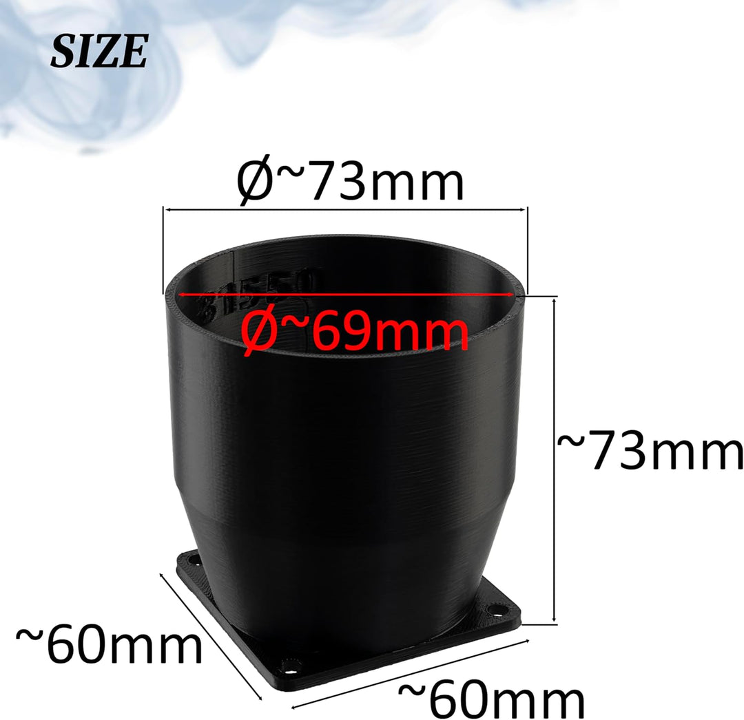 AERZETIX Quadratisch-Rund-Adapter für Luftstrom für Lüftungskanal 60x60 mm Ø73 mm aus ABS-Kunststoff