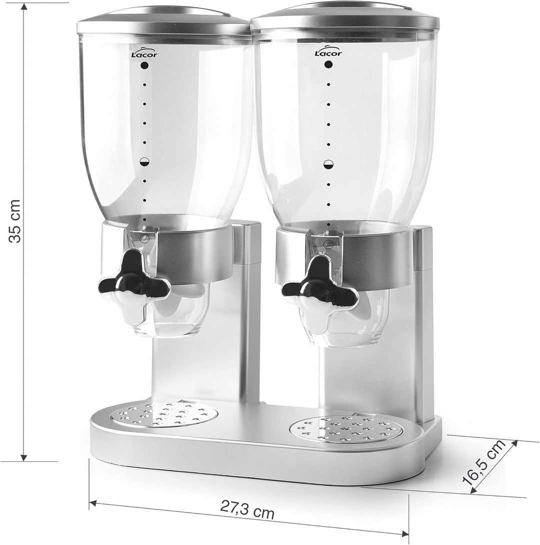 LACOR - 62596 - Spender für Getreide, trockene Früchte, Paste und Süssigkeiten, doppelter Behälter,