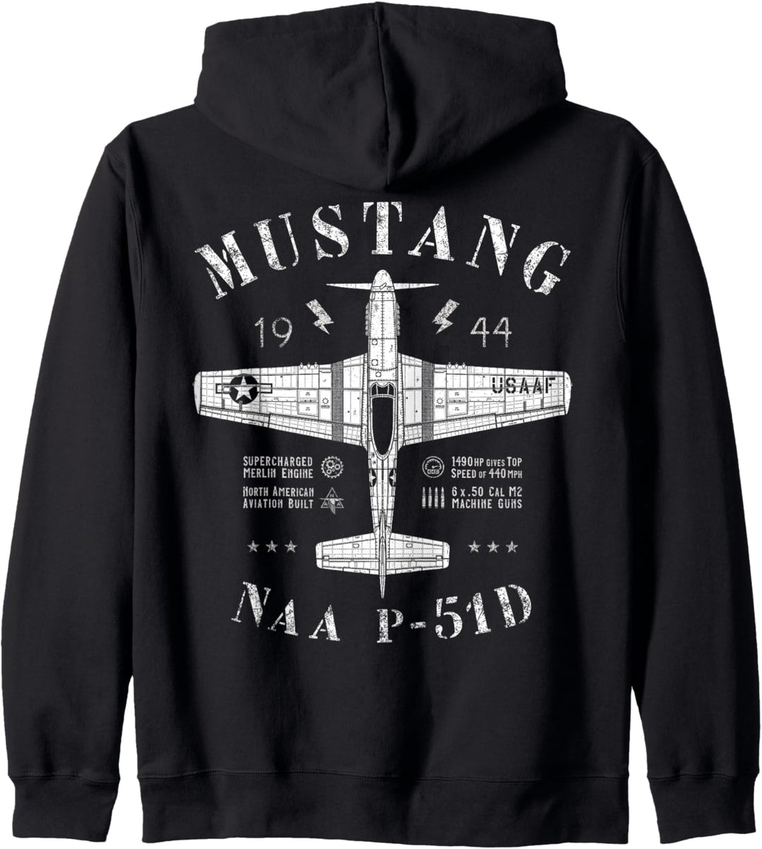 P-51 Mustang WW2 North American P51 D Vintage Fighter Plane Kapuzenjacke