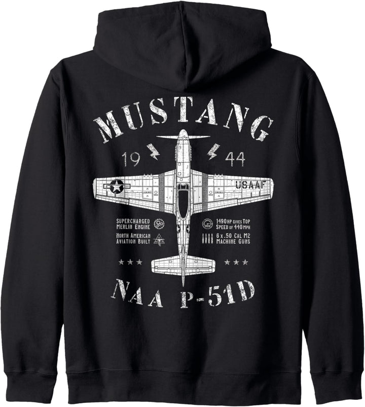 P-51 Mustang WW2 North American P51 D Vintage Fighter Plane Kapuzenjacke