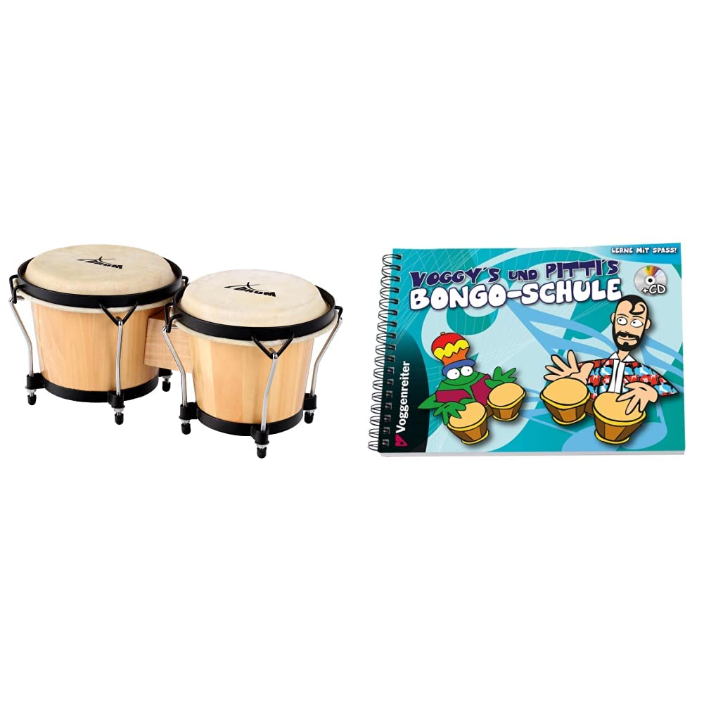 XDrum Bongos Club - 6" Macho und 7" Hembra - Naturfelle - professionelles Stimmsystem - Schwarz sati