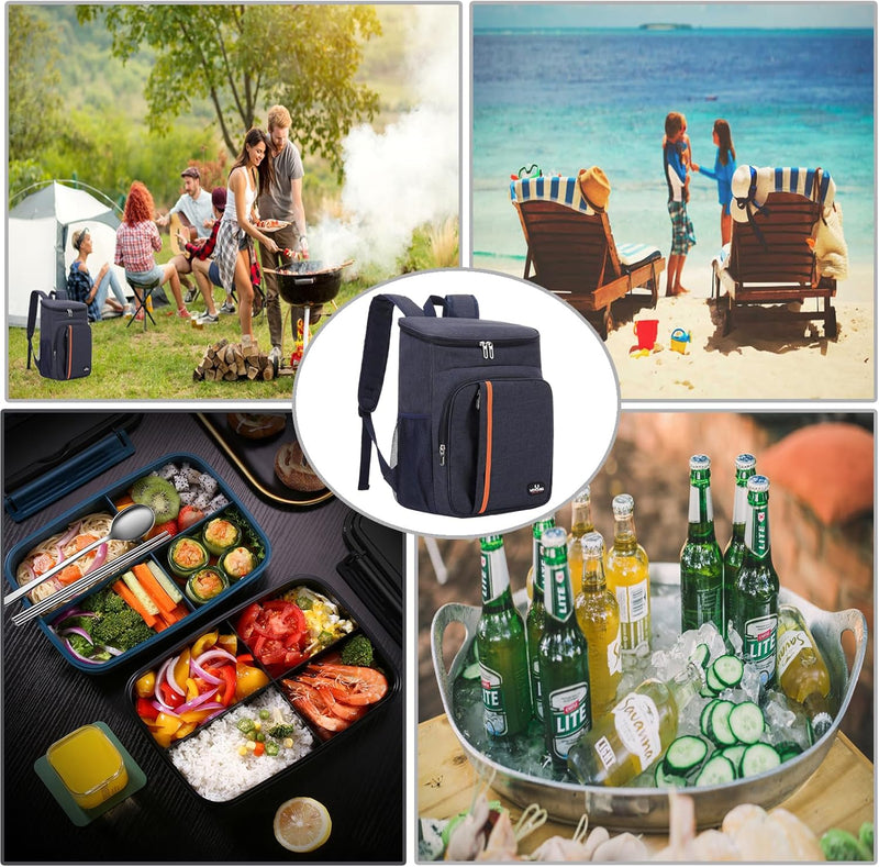 QINGLOU 28L Kühlrucksack Thermo Rucksack Picknickrucksack Kühltasche Gross Isoliert Cooler Bag Männe