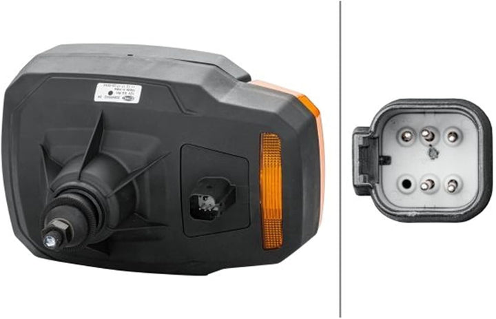 HELLA - Halogen-Hauptscheinwerfer - 12V - Einbau - Lichtscheibenfarbe: gelb - Stecker: DEUTSCH Steck