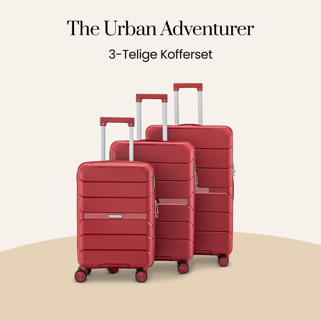 Urban Adventurer Kofferset 3-teilig 232L – Rot – Hartschalenkoffer mit Zahlenschloss & 4 Rollen Rot