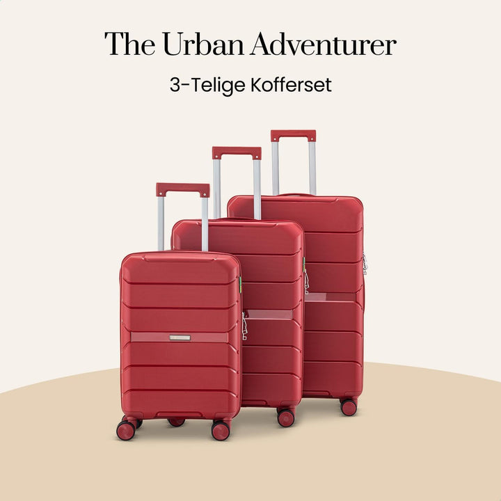 Urban Adventurer Kofferset 3-teilig 232L – Rot – Hartschalenkoffer mit Zahlenschloss & 4 Rollen Rot