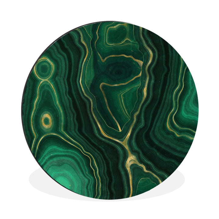 Wandbild Rund Wanddeko Deko Wohnzimmer Bilder 60x60 cm Gold - Grün - Achatstein - Geode - Marmor 60.