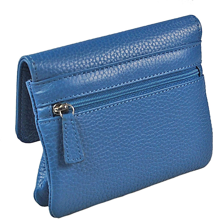 GoBago Damenbörse Nappa Leder grosse Knipsbörse Bügelbörse Geldbeutel Börse (Blau), Blau