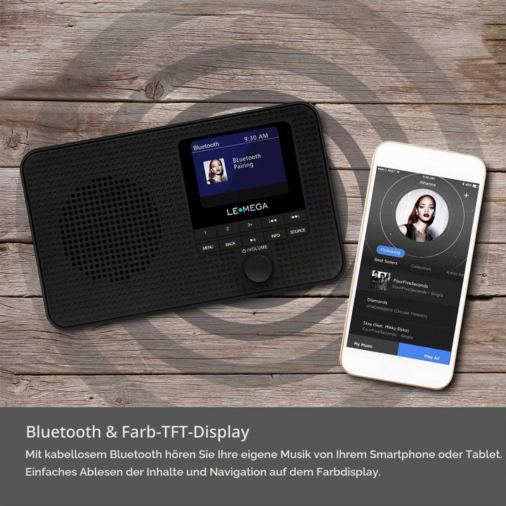 LEMEGA DR3 Tragbares Radio mit DAB+/DAB/FM,Büro Radio DAB Plus Bluetooth,Batteriebetrieben &amp; Netzbet