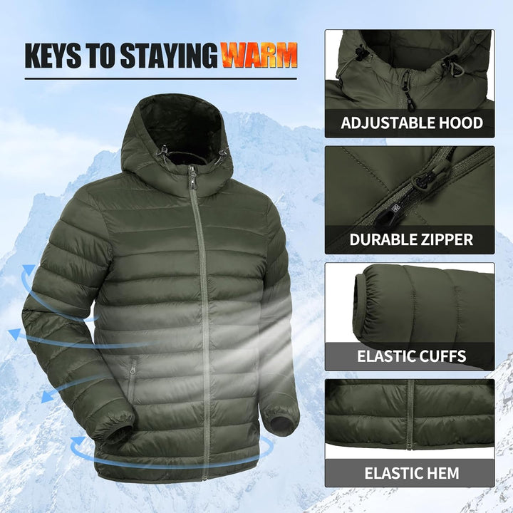Herren Leichte Steppjacke Daunenjacken-Optik Übergangsjacke Outdoor Winterjacke mit 6 Taschen XXL Gr