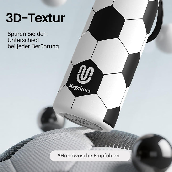 magcheer 600ml Trinkflasche Kinder Fussball mit Sprühfunktion | 3D Strukturierte Isolierte Nebel Was