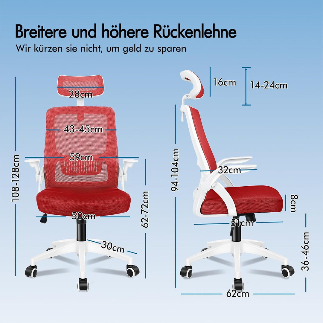 ALFORDSON Bürostuhl, Sessel mit Kopfstütze, Computer-Schreibtischstuhl mit Lordosenstütze, Drehstuhl