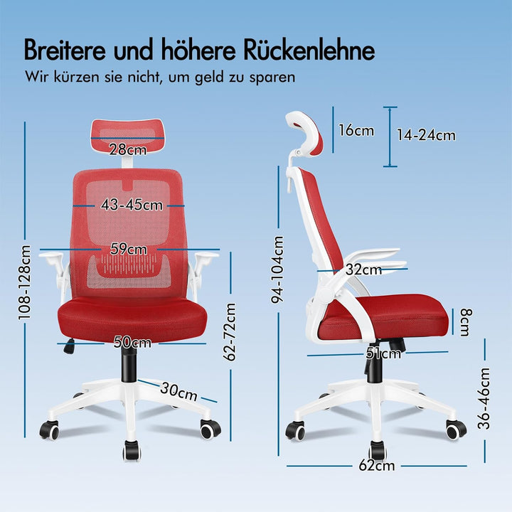 ALFORDSON Bürostuhl, Sessel mit Kopfstütze, Computer-Schreibtischstuhl mit Lordosenstütze, Drehstuhl