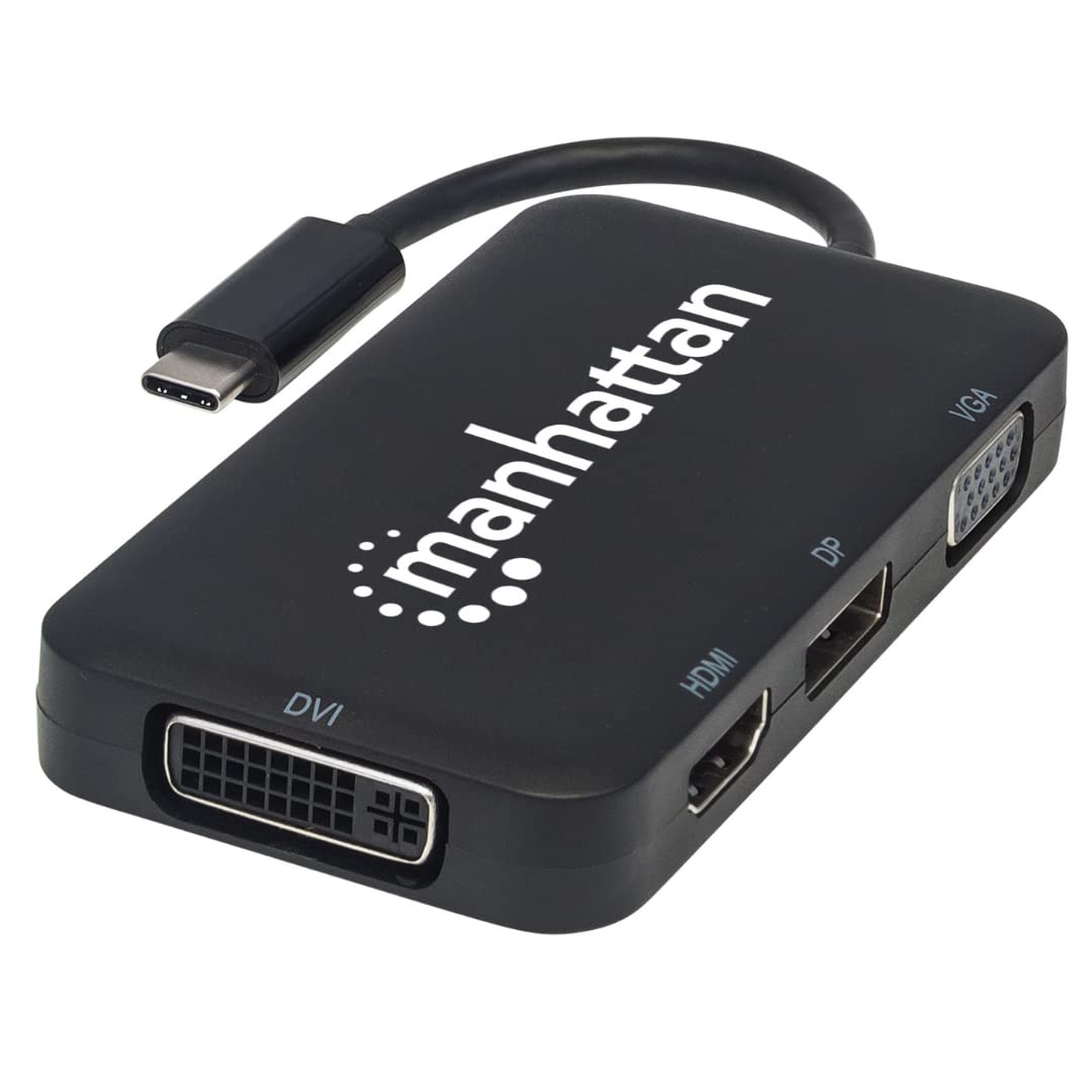 Manhattan 152600 USB-C 4-in-1 Audio/Video-Konverter (USB 3.1 Typ C-Stecker auf HDMI-/DisplayPort-/VG