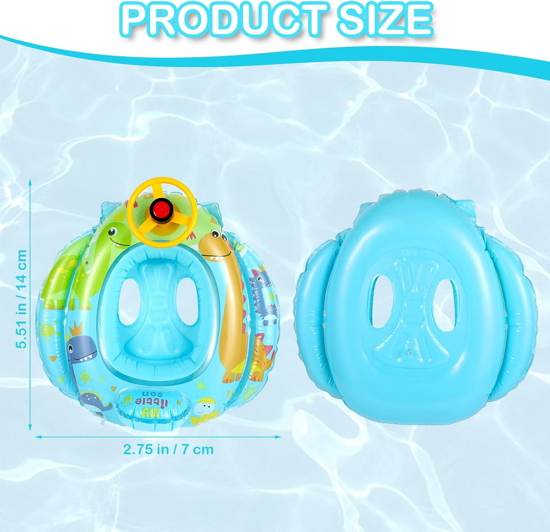Baby Schwimmring Dinosaurier, Baby Float Aufblasbar Schwimmhilfe Ring Mit Sitz Lenkrad und Inflator