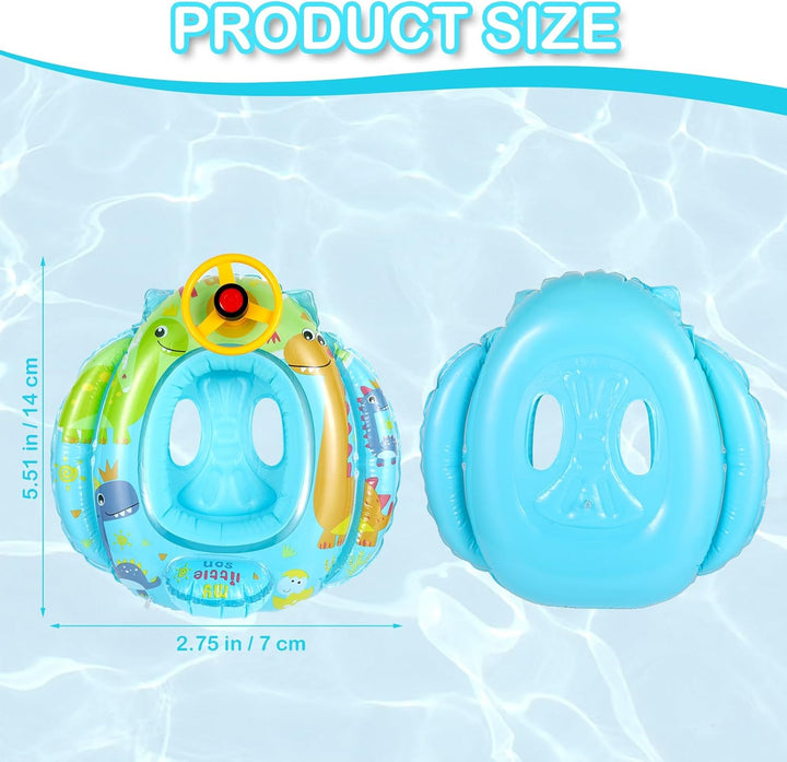 Baby Schwimmring Dinosaurier, Baby Float Aufblasbar Schwimmhilfe Ring Mit Sitz Lenkrad und Inflator