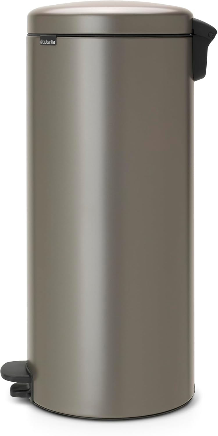Brabantia 114441 Pedal Bin newIcon Treteimer mit Kunststoffeinsatz in Platin, Plastik, Platinum, 30