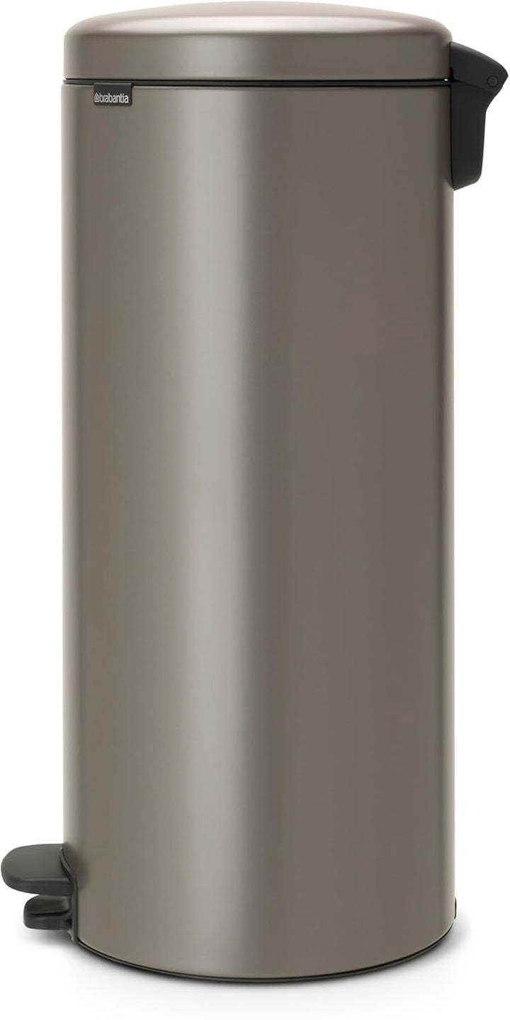 Brabantia 114441 Pedal Bin newIcon Treteimer mit Kunststoffeinsatz in Platin, Plastik, Platinum, 30