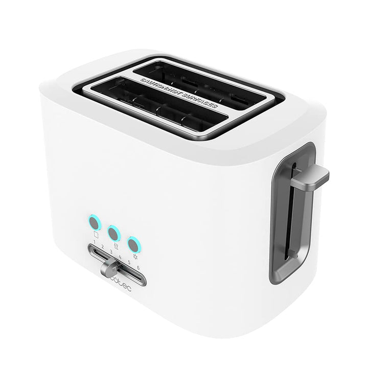 Cecotec Toaster Toast&amp;Taste 9000 Doppel White aus Plastik mit 2 extra breiten kurzen Schlitzen Weiss