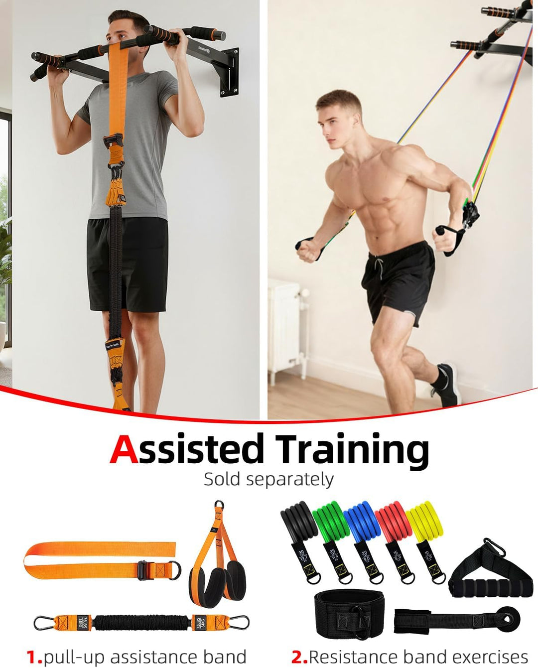 Abahub Klimmzugstange Wandmontage, Mehrfach Griff Chin-Up-Bar für Heimtraining, Bohrmontage, Wand Pu