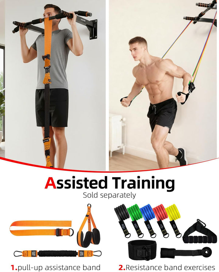 Abahub Klimmzugstange Wandmontage, Mehrfach Griff Chin-Up-Bar für Heimtraining, Bohrmontage, Wand Pu