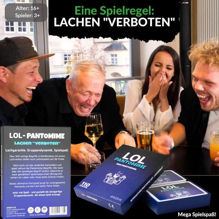 LOL Pantomime - Lachen verboten | Partyspiel für Erwachsene BZW. ab 16 Jahren | lustiges Kartenspiel
