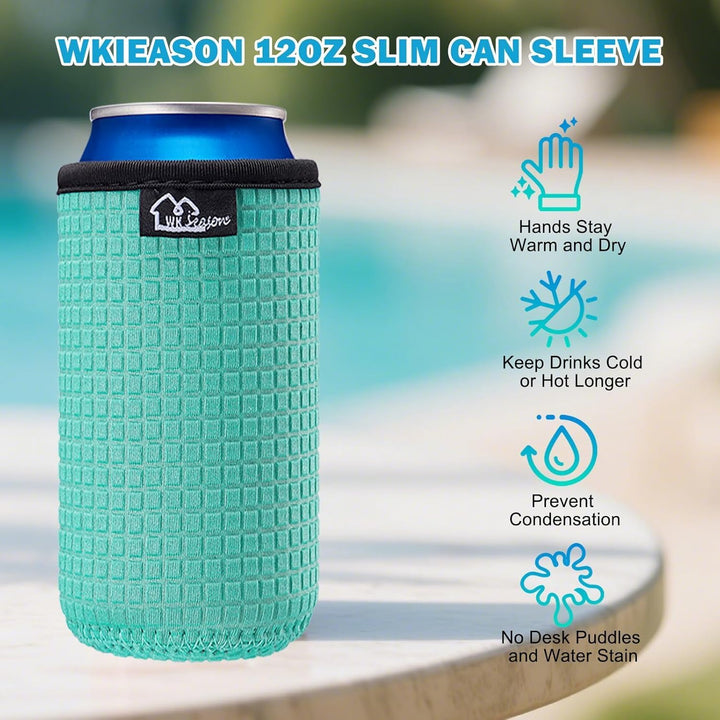 WK IEASON 12oz Slim Can Sleeves Insulators Neoprene Slim Can Covers 12OZ Beer Bottle Sleeves Coolers