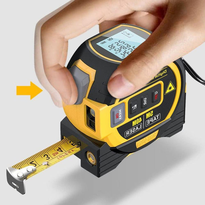 Geevorks Laser-Entfernungsmesser, Laser-Entfernungsmesser, 60 m, 3 in 1, 5 m, Massband, Lineal, LCD-