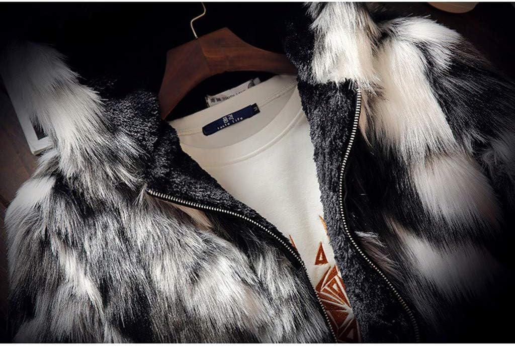 Celucke Pelzmantel Herren Kunstpelz Mantel mit Kapuze Plüsch Strickjacke Winterjacke Warme Felljacke