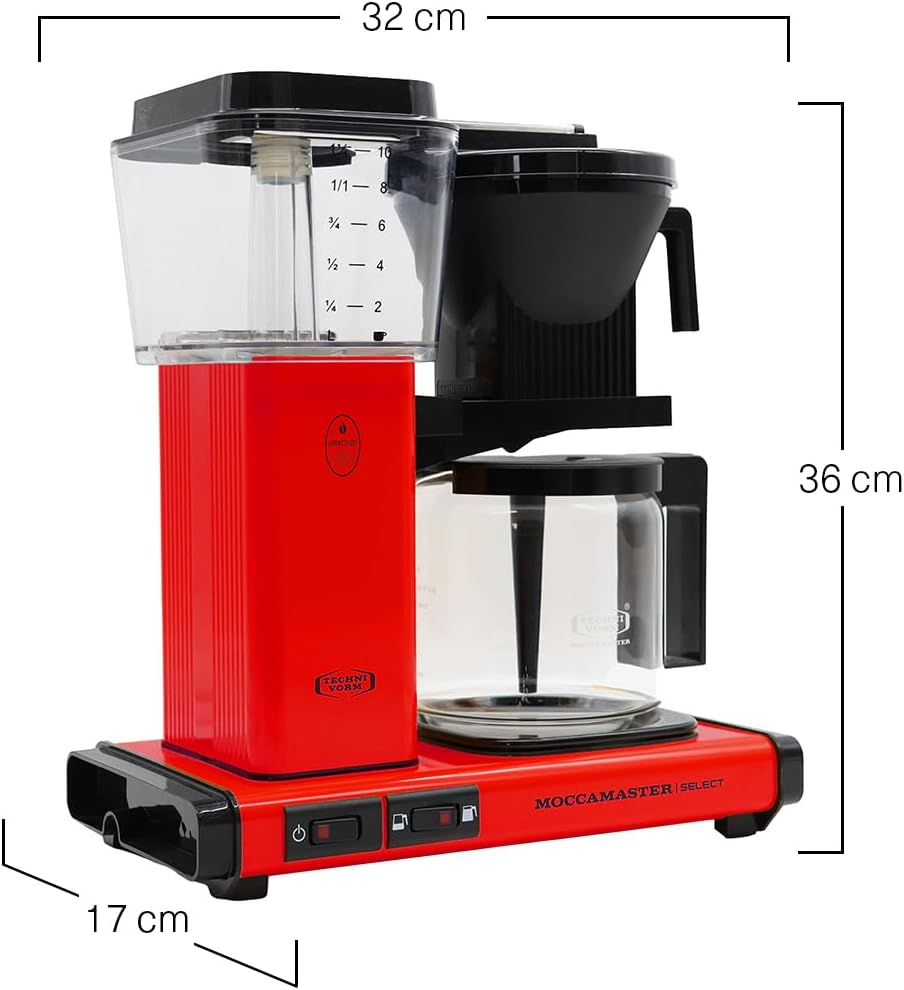 Moccamaster KBG Select, Filter Kaffee Maschische, Filterkaffee, Red, 1.25L Red Single, Red Single