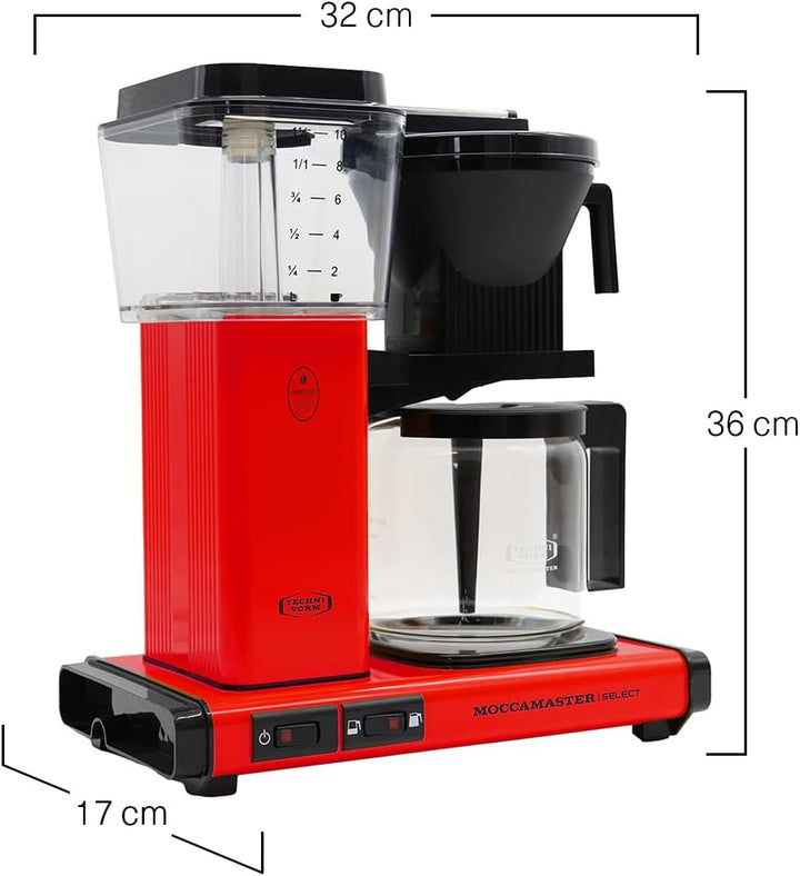 Moccamaster KBG Select, Filter Kaffee Maschische, Filterkaffee, Red, 1.25L Red Single, Red Single
