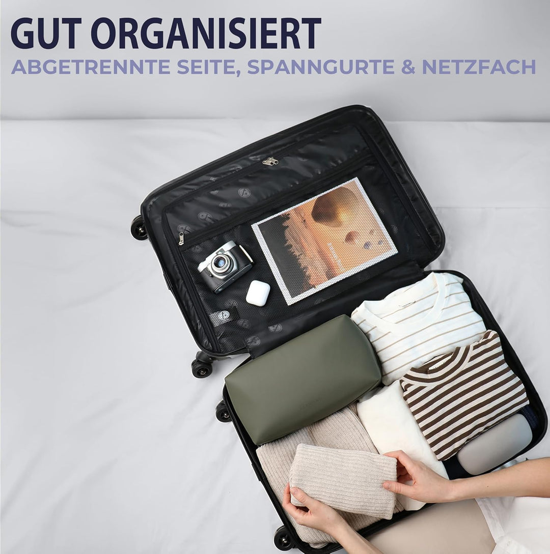 FERGÉ Handgepäck Koffer Set 3 teilig Kabinenkoffer Hartschale 55 x 40 x 22 cm + Reisetasche + Kultur