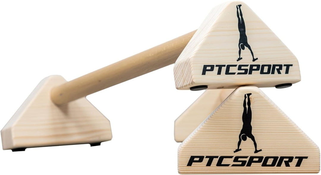 PTCSPORT Liegestützgriffe – 2x gelenksschonende & rutschfeste Holz Liegestützgriffe – Calisthenics E