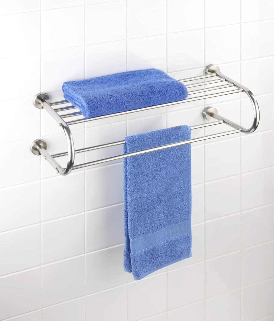 WENKO Wandregal Fastro Edelstahl, Edelstahl rostfrei, 69.5 x 22 x 29 cm, Glänzend, Silber, Fastro