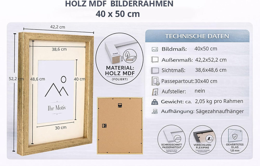 KM Foto 3D Objektrahmen Holz Bilderrahmen Shirt Trikot Rahmen Collage Wanddeko Poster S220: Farbe: G