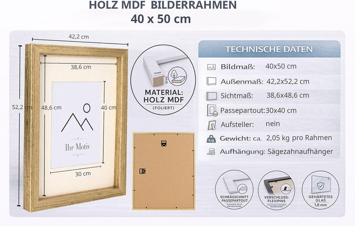 3D Objektrahmen Holz Bilderrahmen Shirt Trikot Rahmen Collage Wanddeko Poster S220: Farbe: Nuss | Fo