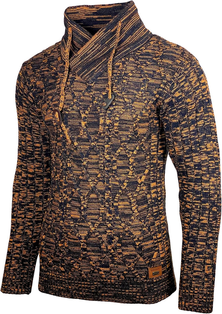 Baxboy Herren Grobstrick Pullover Strickpullover Stehkragen Winter-Freizeit-Jacke Muster Design Meli