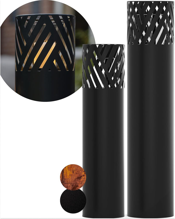 BENTSON Windlichtsäule Anthrazit Design I 2er Set I Deko-Säule für Garten im Industrial Design I Gar