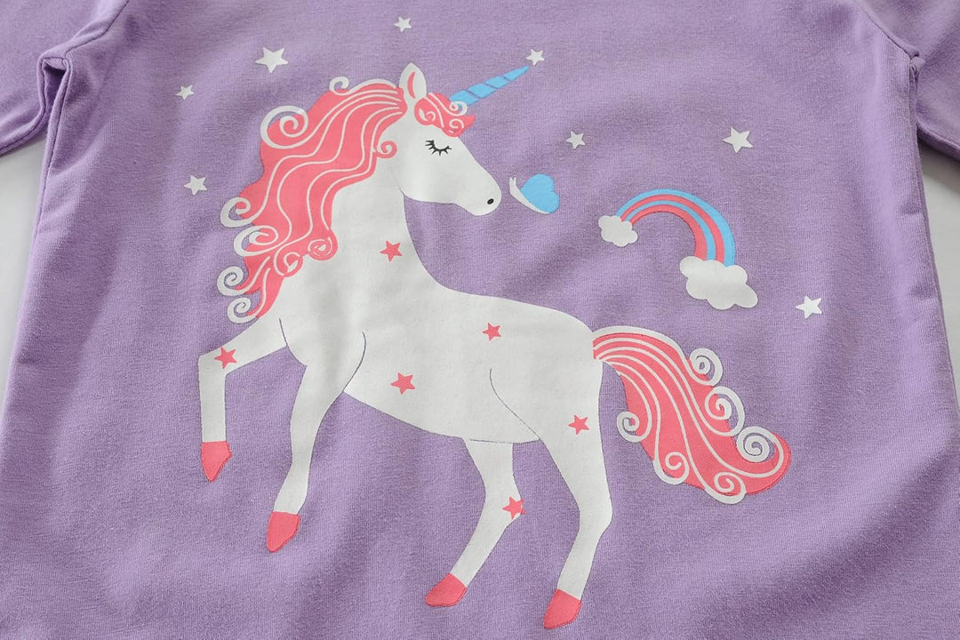 EULLA Kinder Mädchen Schlafanzüge Langarm Baumwolle Winter Pyjama Set Einhorn Prinzessin Dino Hase E