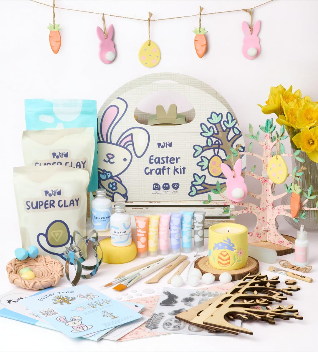 Pott’d Osterbastelset Für Erwachsene Mit Lufttrocknendem Ton, Basteln Ostern Erwachsene DIY Set Für