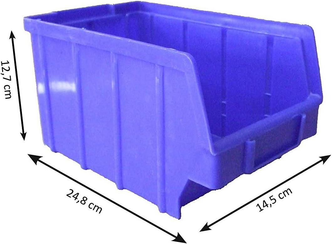 S&S-Shop 26 Stapelboxen Blau Gr.3, aus hochwertigem Kunststoff, mit Schildcheneinschub, Ordnungsboxe