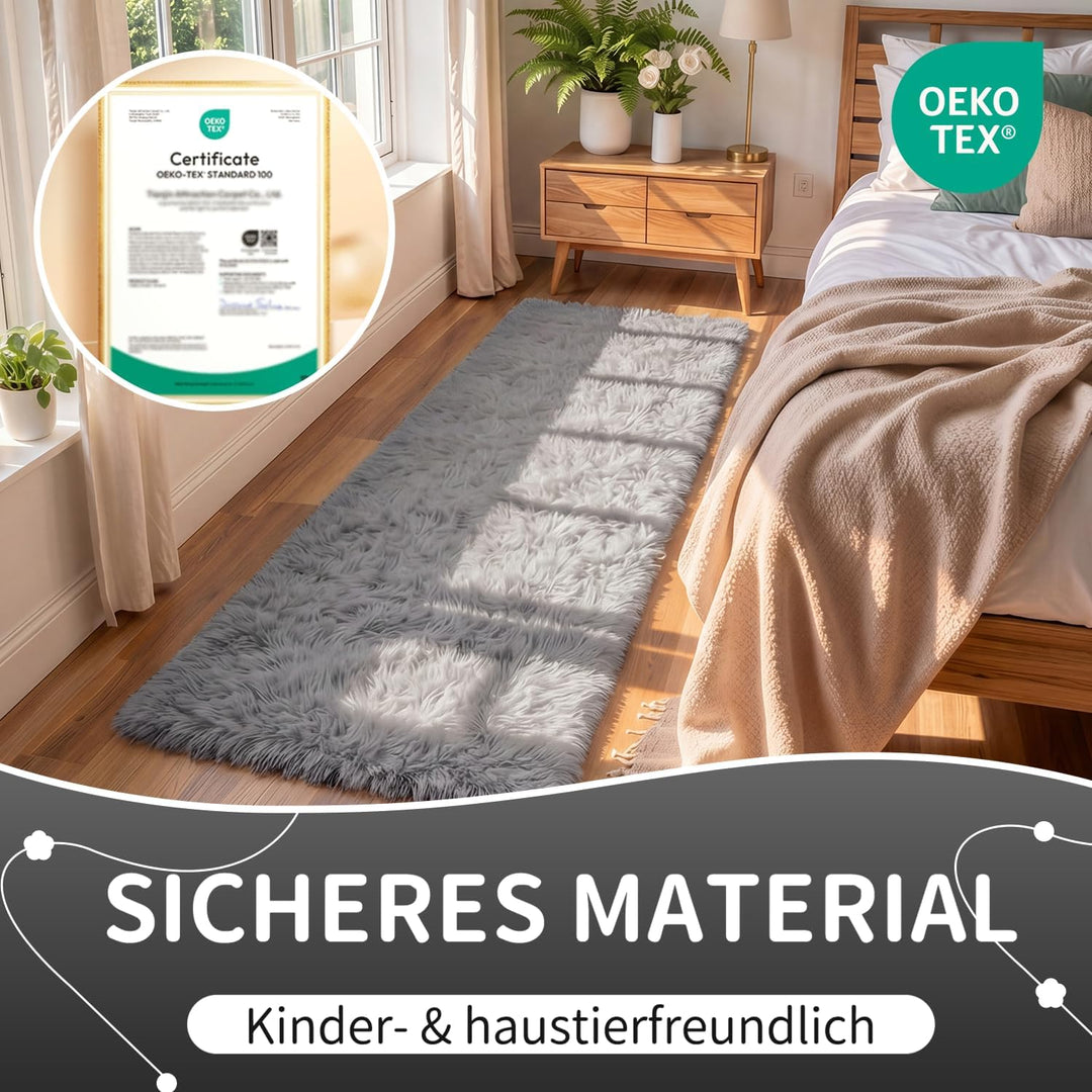 VOFUSHON Wohnzimmer Hochflor Teppich,Shaggy Flur Läufer Teppich Modern Flauschiger Weich Teppich Gro