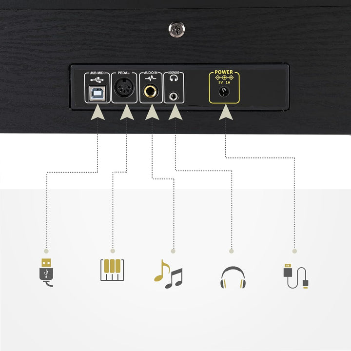 LEADZM 88 Tasten Digital Piano, Voll Gewichtete Tastatur, E-Piano mit MIDI-USB, Audio Bluetooth und