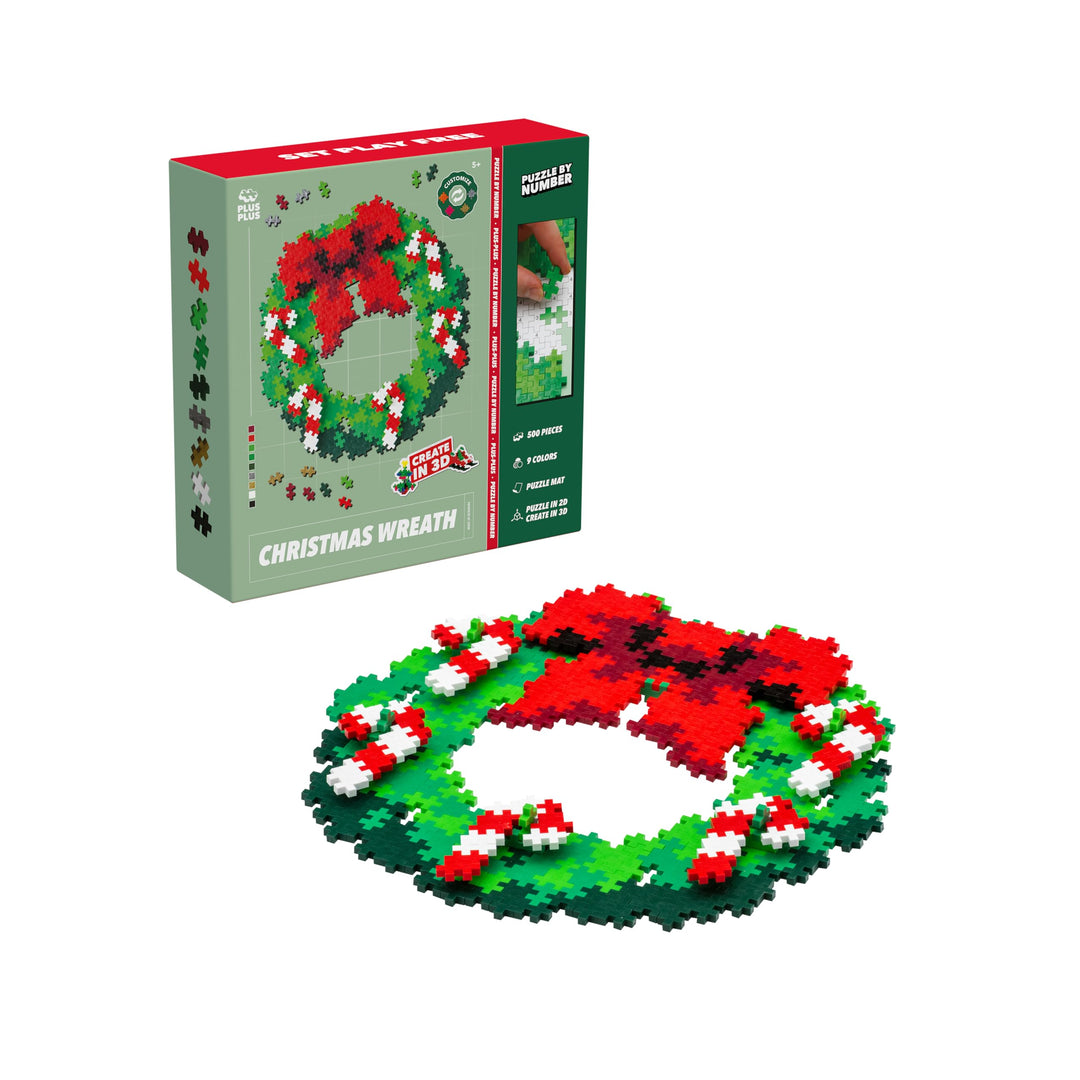 Plus-Plus 3957 Geniales Konstruktionsspielzeug, Puzzle Weihnachtskranz, weihnachtliches Bausteinset,