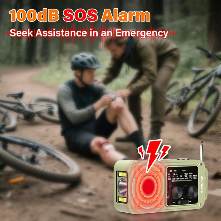 diymore Kurbelradio 2000mAh, Notfallradio mit Kurbel und Solar mit FM/AM/WB, Power Bank, LED Camping