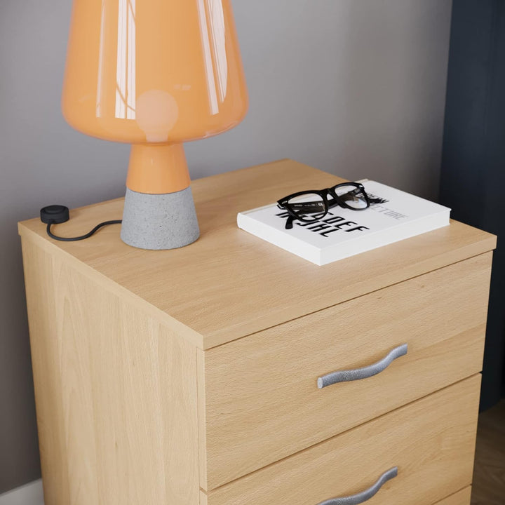 Vida Designs Kiefer Nachttisch Kommode, 3 Schubladen mit Metall Griffe & Läufer, Einzigartige Anti-B