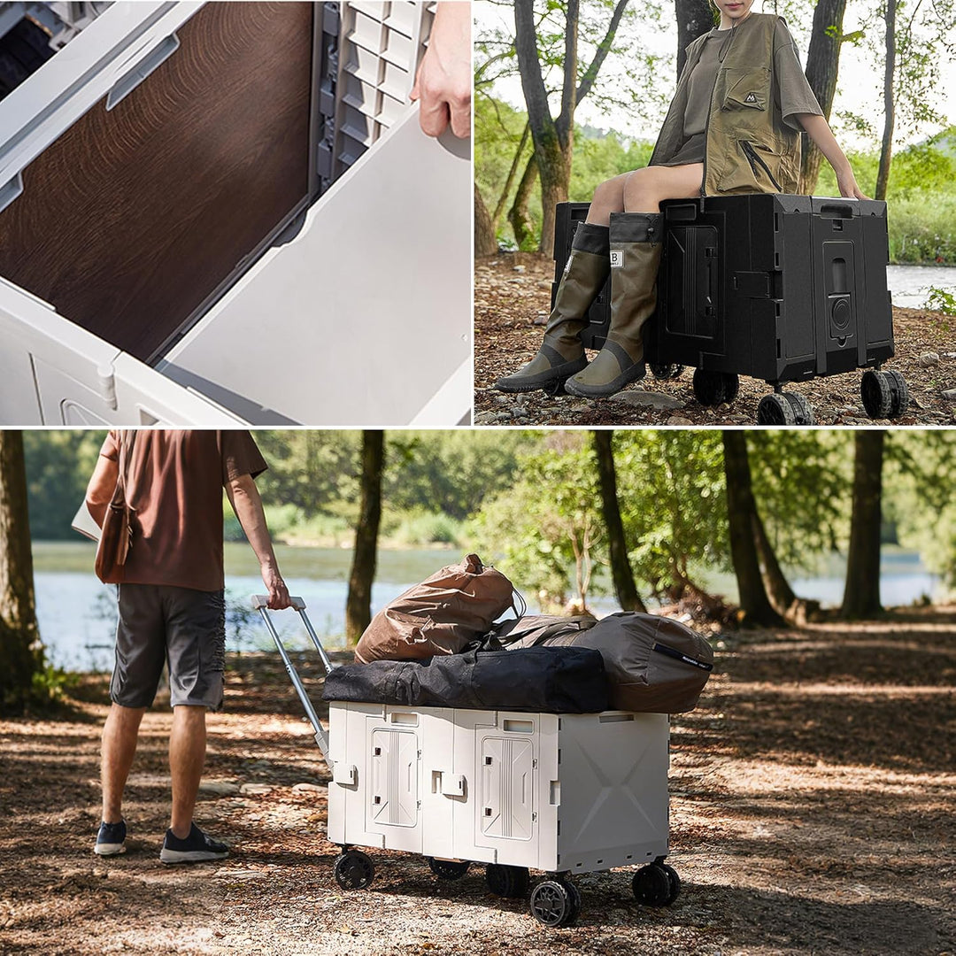 Klappbarer Gartenwagen, multifunktionaler Kinderwagen mit Tischdeckel, 150L, 70KGS Kapazität, tragba