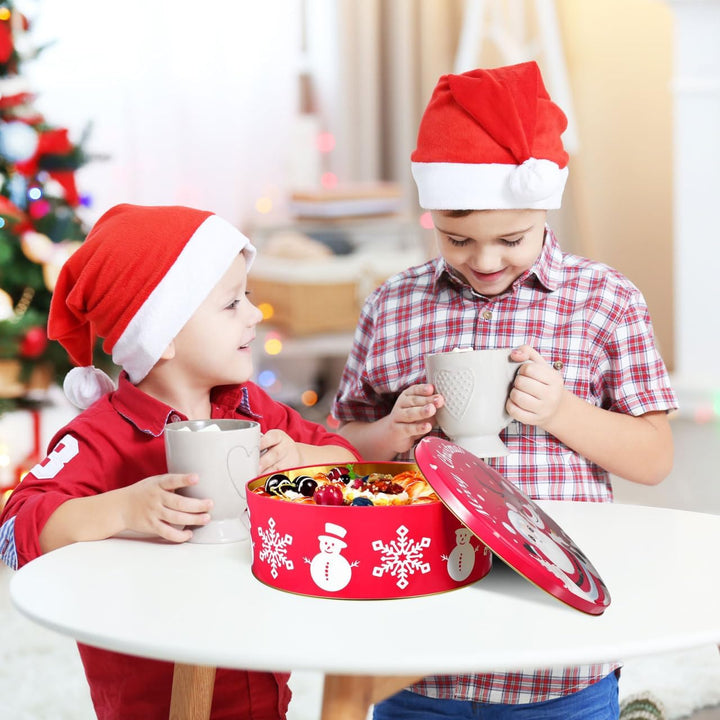HEMOTON Weihnachtskeksdosen Set aus Metall, Rund Keksdosen mit Deckel für Weihnachten, Plätzchendose